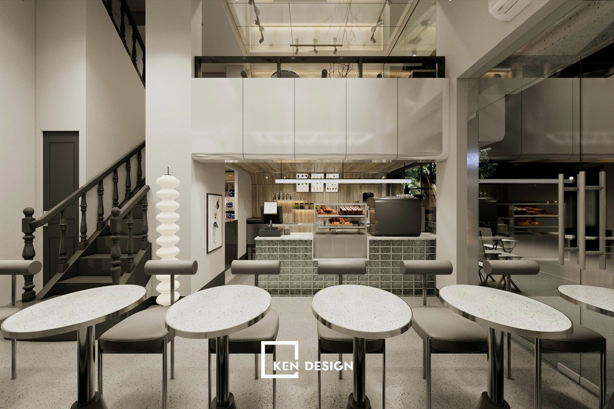 Phong cách hiện đại quán cafe mặt bằng nhỏ